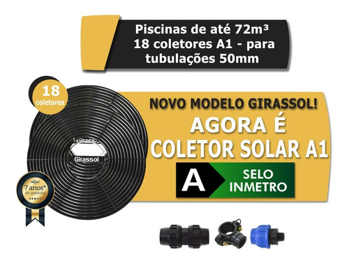 Aquecedor Solar Piscinas 72.000l 18 Placas A1 50mm 50 Mm