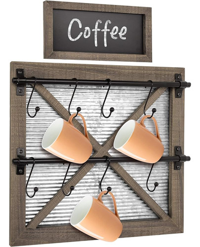 Autumn Alley Rustic Farmhouse Mug Rack Montado En La Pared C