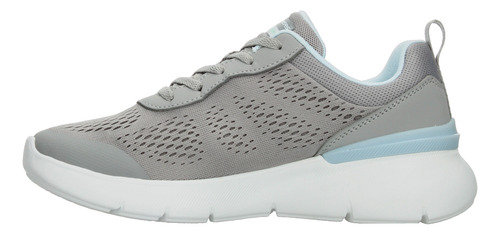 Tenis Dama Skechers Air Dynamight Gris Deportivo Entrenamiento Running Cintas Ajustables Para Mujer
