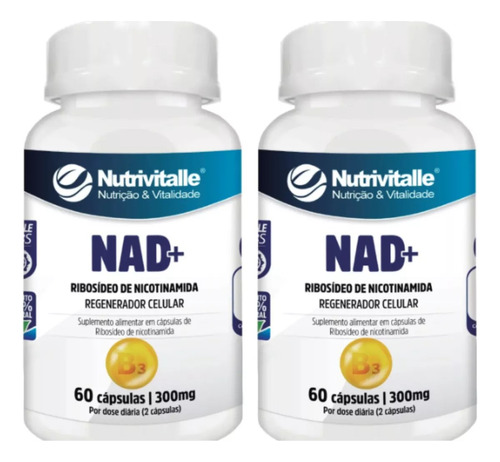 Nad+ Ribosídeo De Nicotinamida 300mg 120 Caps Nutrivitalle Sin Sabor