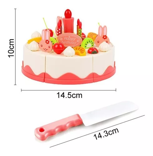 Brinquedo de bolo de aniversário para crianças fingem jogar jogo de comida  com luz (82pcs)