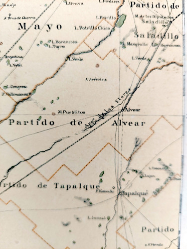Mapa 1886 Buenos Aires Nordoeste Telegrafos Ferrocarriles (Usado)