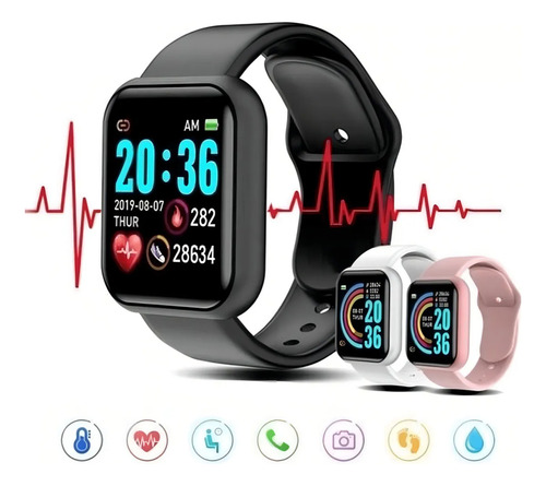 Smartwatch Reloj Inteligente Smart Band Bluetooth Bracelet Gym Running Silicona Blanco Deportivo