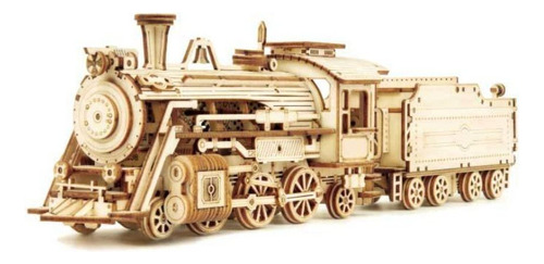 * Puzle De Madera 3d Con Diseño Tren De Vapor, Kit De Const