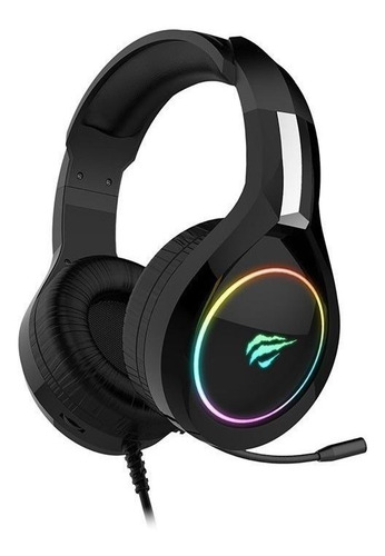 Imagen 2 de 7 de Audífonos gamer Havit H2232D negro con luz rgb LED