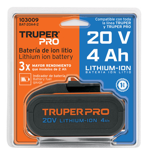 Bateria Ion Litio 20v 4 Ah Para Maquinas Inalambricas Truper