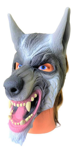 Fantasia Máscara Lobo Mau Feroz Com Dentes Com Elástico