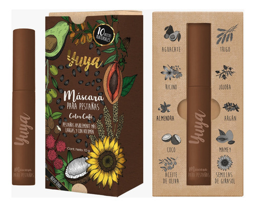 Yuya Máscara De Pestañas 10 Aceites Naturales Color Café
