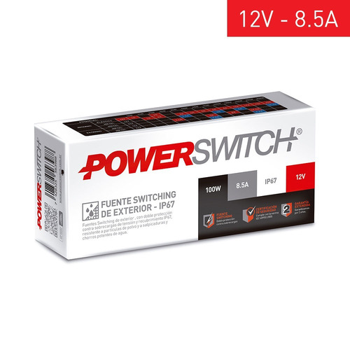 Imagen 3 de 7 de Fuente Switching Exterior 12v 8.5a Ip67 Tiras Led Cctv