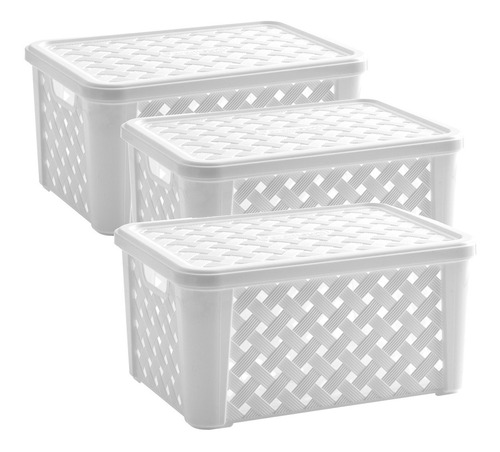 Pack 3 Cajas Organizadoras Set Simil Rattan Chica Decoracion