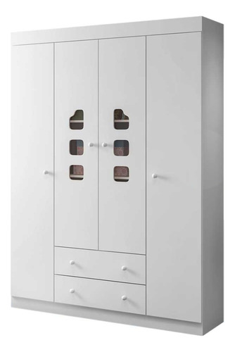 Guarda Roupa Infantil 04 Portas 100% Mdf Livia Branco - Pho