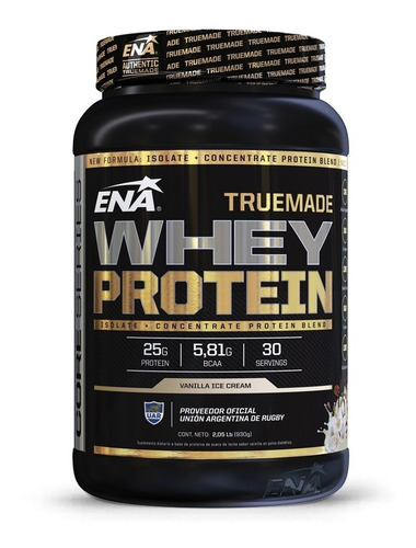 Suplemento en polvo ENA Sport True Made Whey Protein proteínas sabor vanilla ice cream en pote de 930g