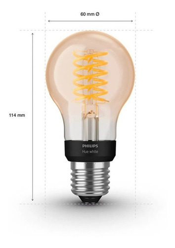 Imagen 3 de 4 de Lampara Philips Hue Vintage Filamento 7w Bluetooth A60 E27