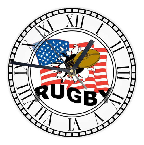 Reloj Redondo Madera Brillante Rugby Mod 66