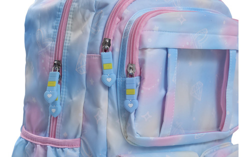 Mochila Porta Notebook Escolar Antirrobo Organizador Solapa Color Lila Diseño De La Tela Liso