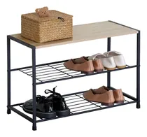 Comprar Organizador Zapatero Jazak \u002F 3 Niveles \u002F Con Asiento \u002F Materiales Madera Mdf Y Hierro Super Estable \u002F Fácil De Armar \u002F Biblioteca Repisa \u002F Diseño Industrial \u002F Tipo Minimalista