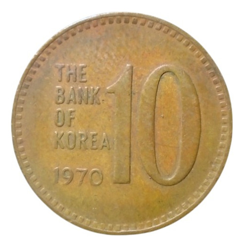 Corea Del Sur 10 Won Años: 1966-1972 X Pieza Kr#01 (Usado)