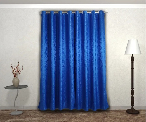 Cortina Jacquard Semi-blackout 4,00x2,30 Para Varão/ilhós Cor Azul Royal