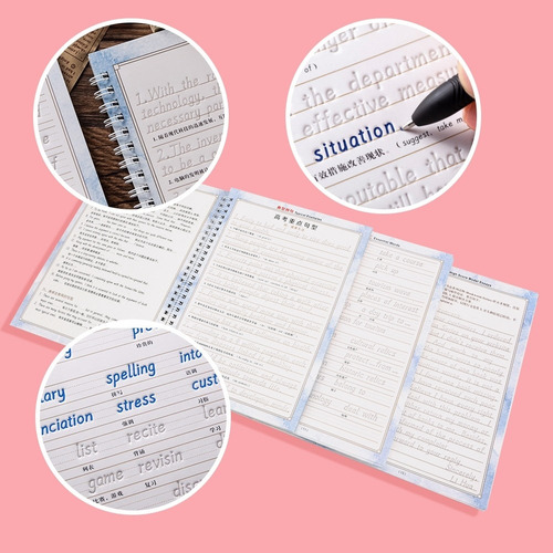 Inglés Caligrafía Copybook Reutilizable Groove Repetida Wr