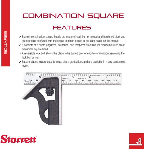 Starrett Student Combination Square Ideal Para Jóvenes Y De