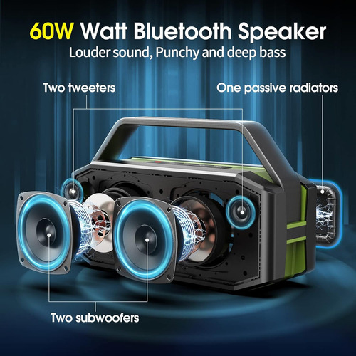 Alto-falantes Bluetooth W-king 60W (80 picos), alto-falantes Imp 110v