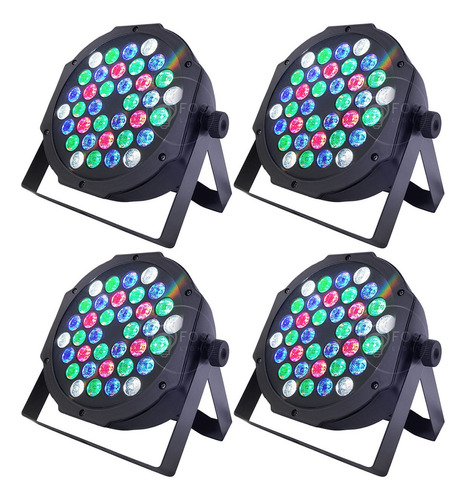 Kit 4 Refletor Par64 Led 36 Leds Cree 3w Rgbw Dmx Dj Strobo 110/220V