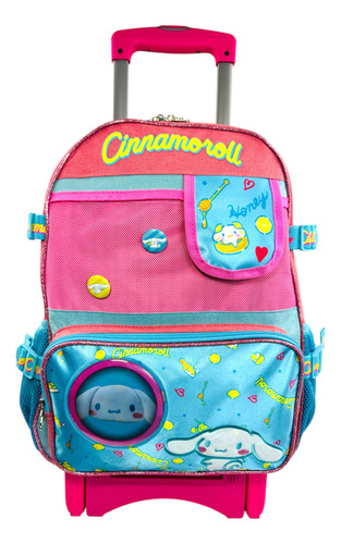 Mochila Ruedas, Llantas Kuromi, Cinnamoroll, Hello Kitty Pri Rosa Liso
