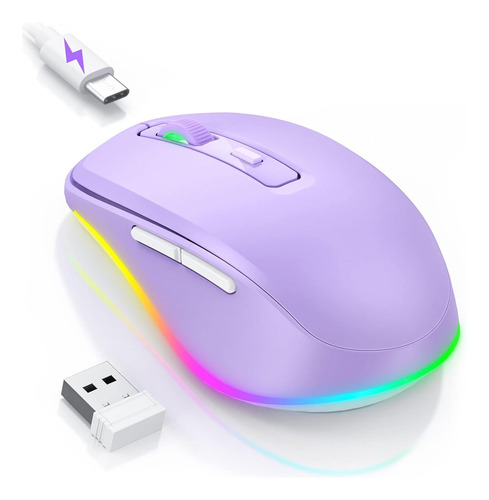 Mouse Inalámbrico Peious Jiggler, Con Luces Led Purpura