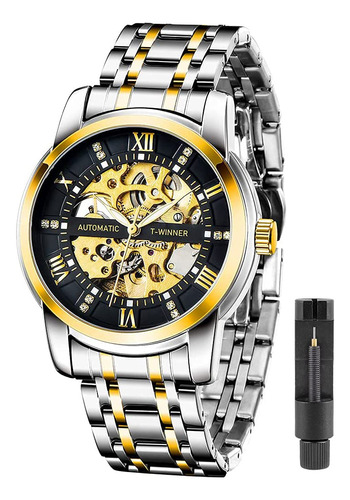 Reloj Mecnico Para Hombre De Acero Inoxidable, Reloj De Mano