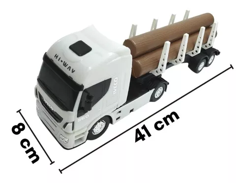 Caminhão Carreta De Brinquedo Iveco Hi-way Tora De Madeira - R$ 57,5