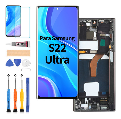 Srjtek Pantalla C/marco Oled Para Samsung S22 Ultra 5g S908b