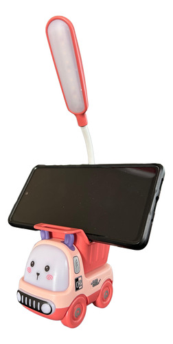 Lampara Led Luz De Noche Infantil Recargable Velador Camion Rosa