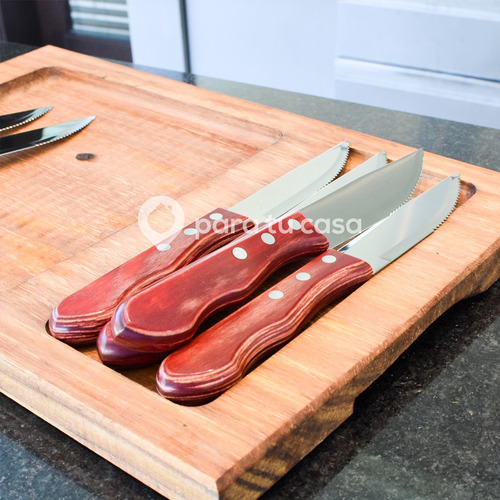 Imagen 2 de 10 de 6 Cuchillos Jumbo Tramontina Polywood Madera Asado Carne