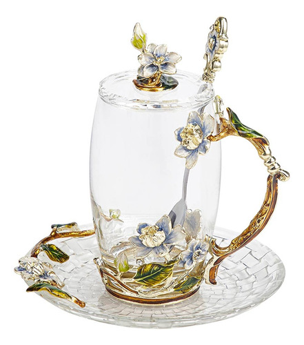 Taza De Vidrio Para Café Con Cuchara, 340 Ml Set De Regalo