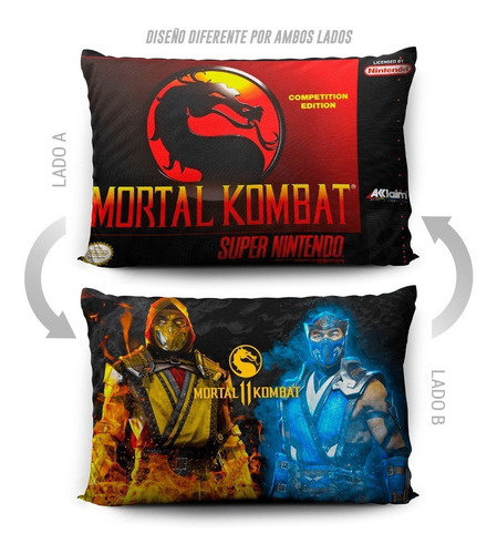 Imagen 5 de 5 de Funda De Almohada Mortal Kombat 11 Y Snes 70x45cm Vudú Love