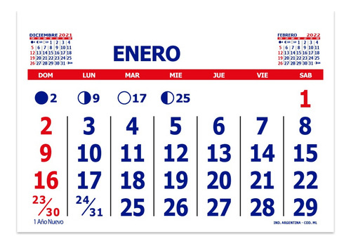 Calendario 2025 Almanaque Mensual 30x21 Cm 30ml
