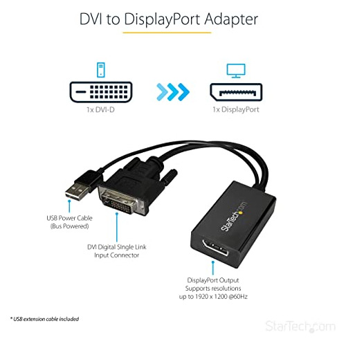 Startech.com Adaptador Dvi A Displayport - Alimentación Usb