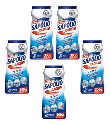 Saponáceo Sapólio Radium Pó 300ml Bombril Kit 5