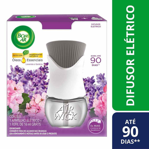 Difusor de Aromas Elétrico Lavanda e Gerânio com Aparelho + Refil líquido  Bom Ar