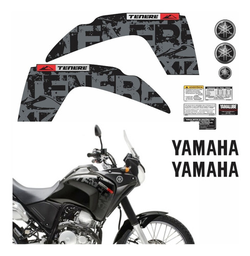 Kit Adesivo Emblema Compatível Tenere Xtz 250 2013 Preta