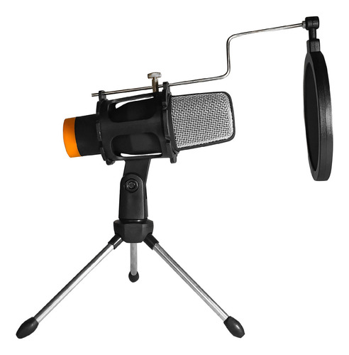 Set Micrófono Vta Con Trípode Y Filtro Acústico Color Negro