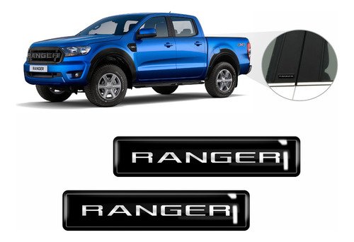 Kit Adesivo 2 Emblema Lateral Coluna Ford Ranger Resinado 3d
