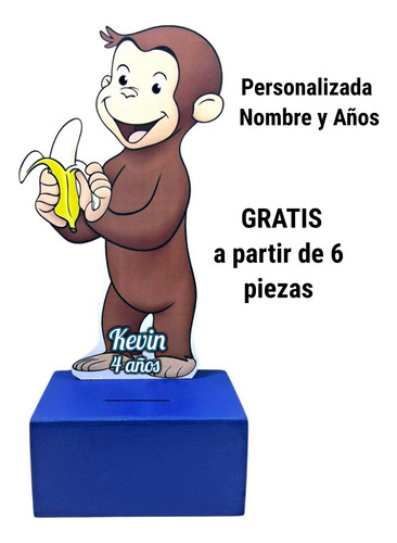 Alcancia Centro De Mesa O Recuerdo Jorge El Curioso Fiesta Jorge El Curioso Azul