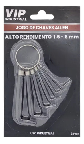 Chave Allen C/6 Pcs Chaveiro 1,5 Ate 06,0 Crv Vip Industrial
