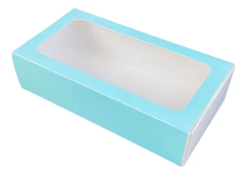 CAJA FOSFORERA CELESTE 12 MACARONS COOKIES ALFAJORES
