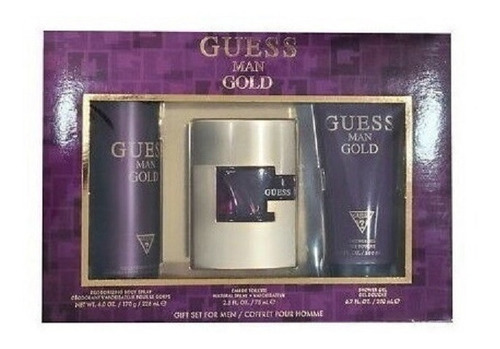 Perfume Estuche Guess Man Gold 3 Piezas