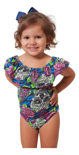 Body Infantil Menina Caveira Halloween