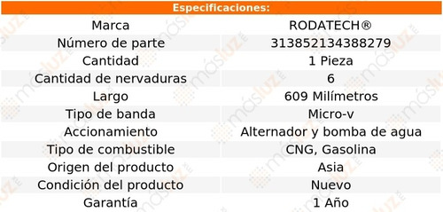 (1) Banda Accesorios Micro-v Alt, B/agua Civic 1.8l 4 Cil 12