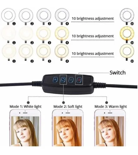 Selfie Aro De Luz 9 Cm Con Soporte Para Celular Multi Uso