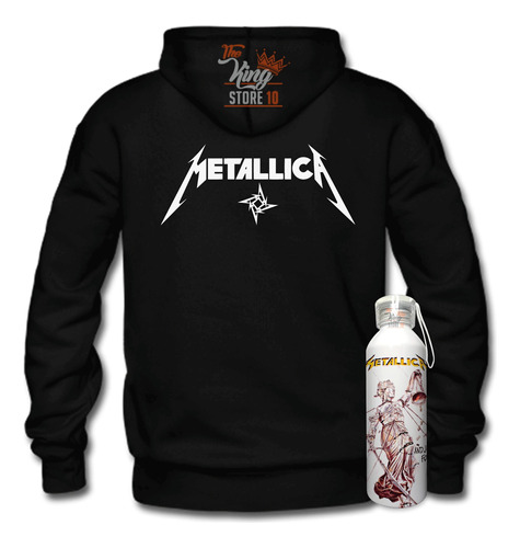 Poleron Con Cierre + Botella, Metallica, Banda Metal, Thrash Metal, Rock, Musica, Xxxl